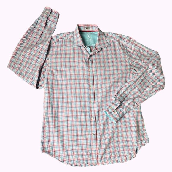 Bugatchi UOMO Classic Fit Button Down Shirt Long Sleeve Flip Cuffs Mens Sz M - Picture 2 of 10